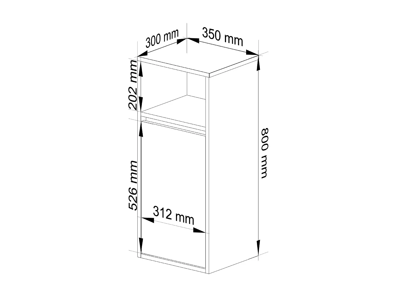 Badezimmer-Hängeschrank VAMI Weiß, Sonoma Eiche 35 cm 1 Tür 3 Regalböden B35xH80xT30 cm