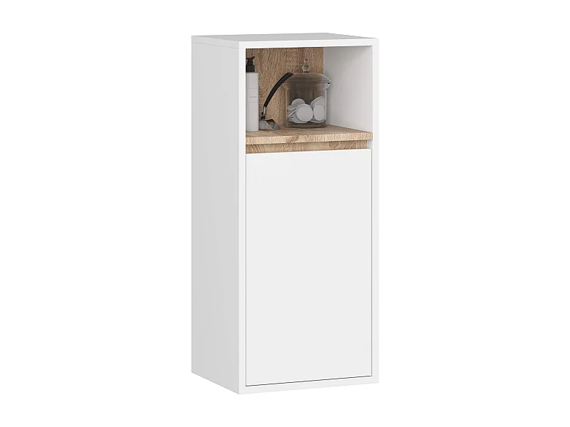 Armoire salle de bains VAMI suspendu Blanc et Chêne Sonoma 35 cm 1 porte 3 étagères 35x30x80 cm