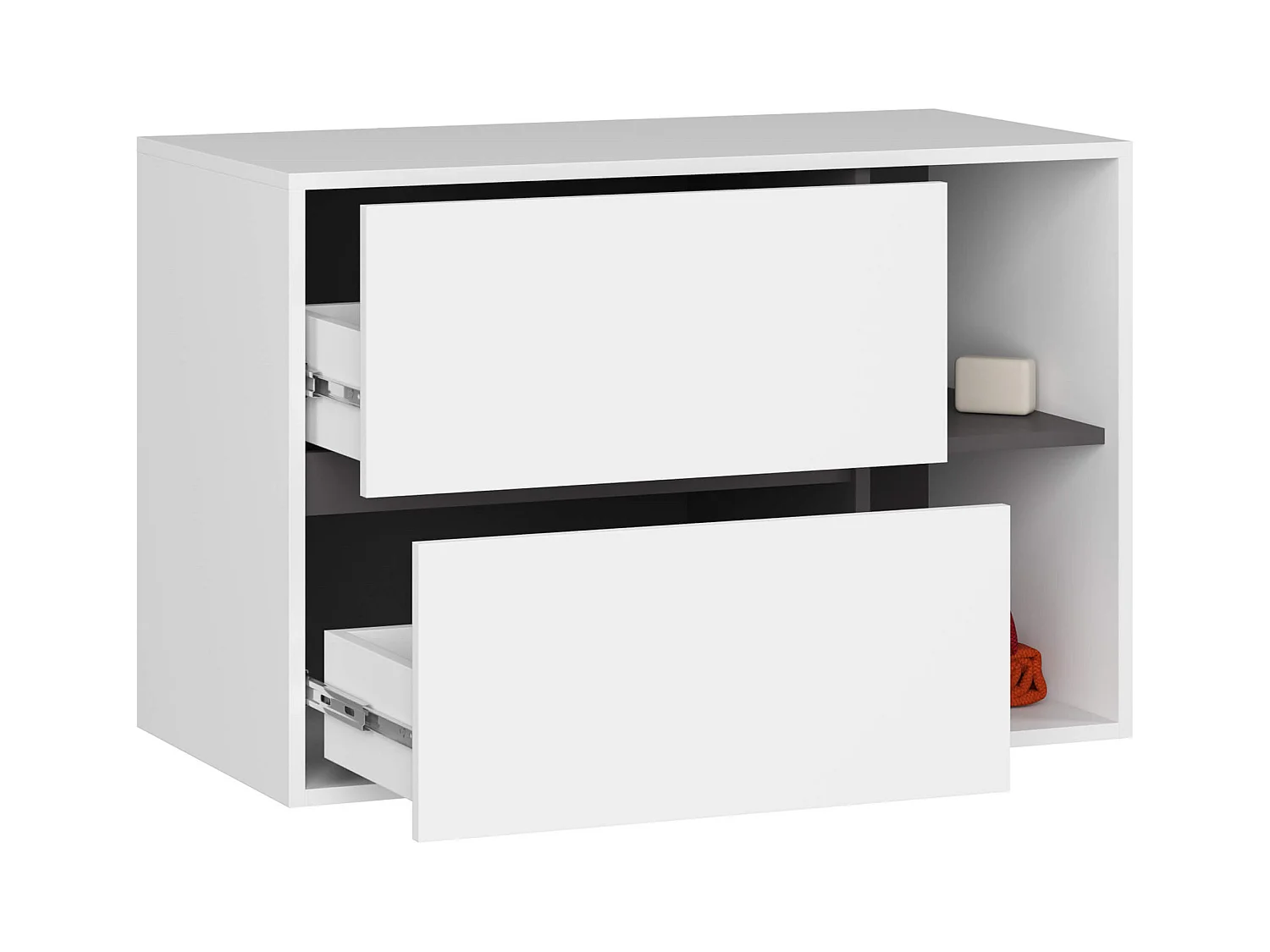 Hängender Waschbeckenunterschrank VAMI für Waschbecken Weiß, Graphitgrau 90 cm 2 Schubladen B90xH60xT45,5 cm