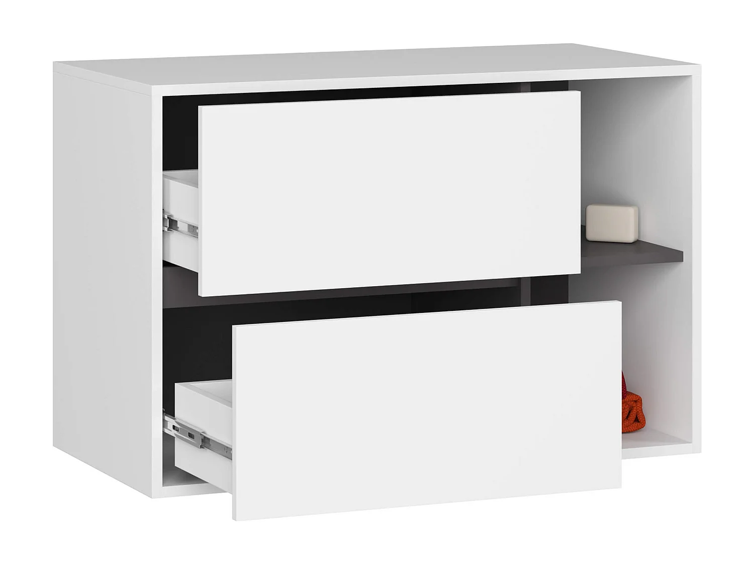 Hangende Wastafel Onderkast VAMI W90/ Wastafel Onderbouw Kast / Badkamer Kastje / Wit - Grafietgrijs / AKORD Furniture Factory / 90x60x45,5 cm