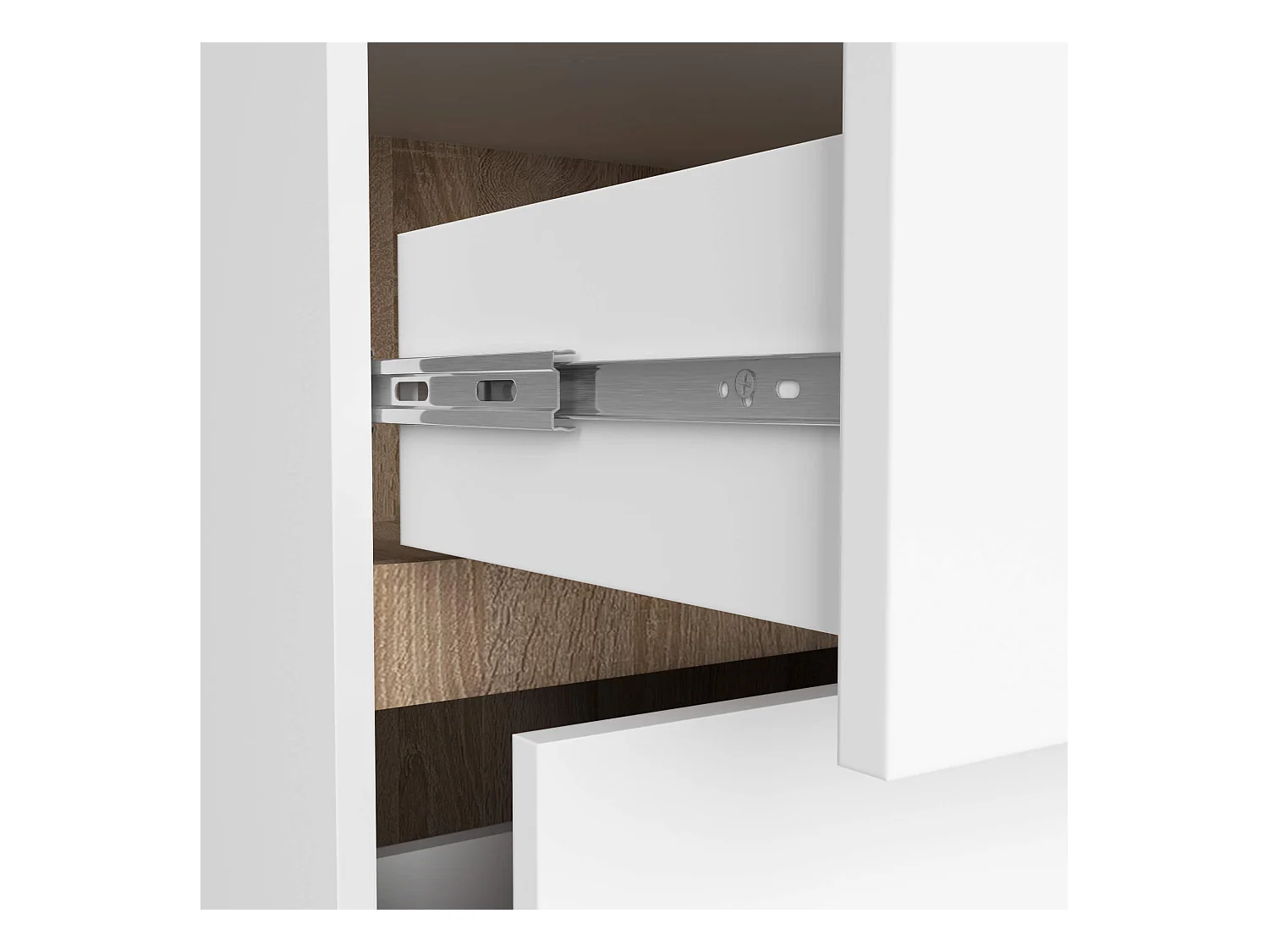 Hängender Waschbeckenunterschrank VAMI mit Waschbecken Weiß 90 cm 2 Schubladen Sonoma Eiche B90xH60xT45,5 cm