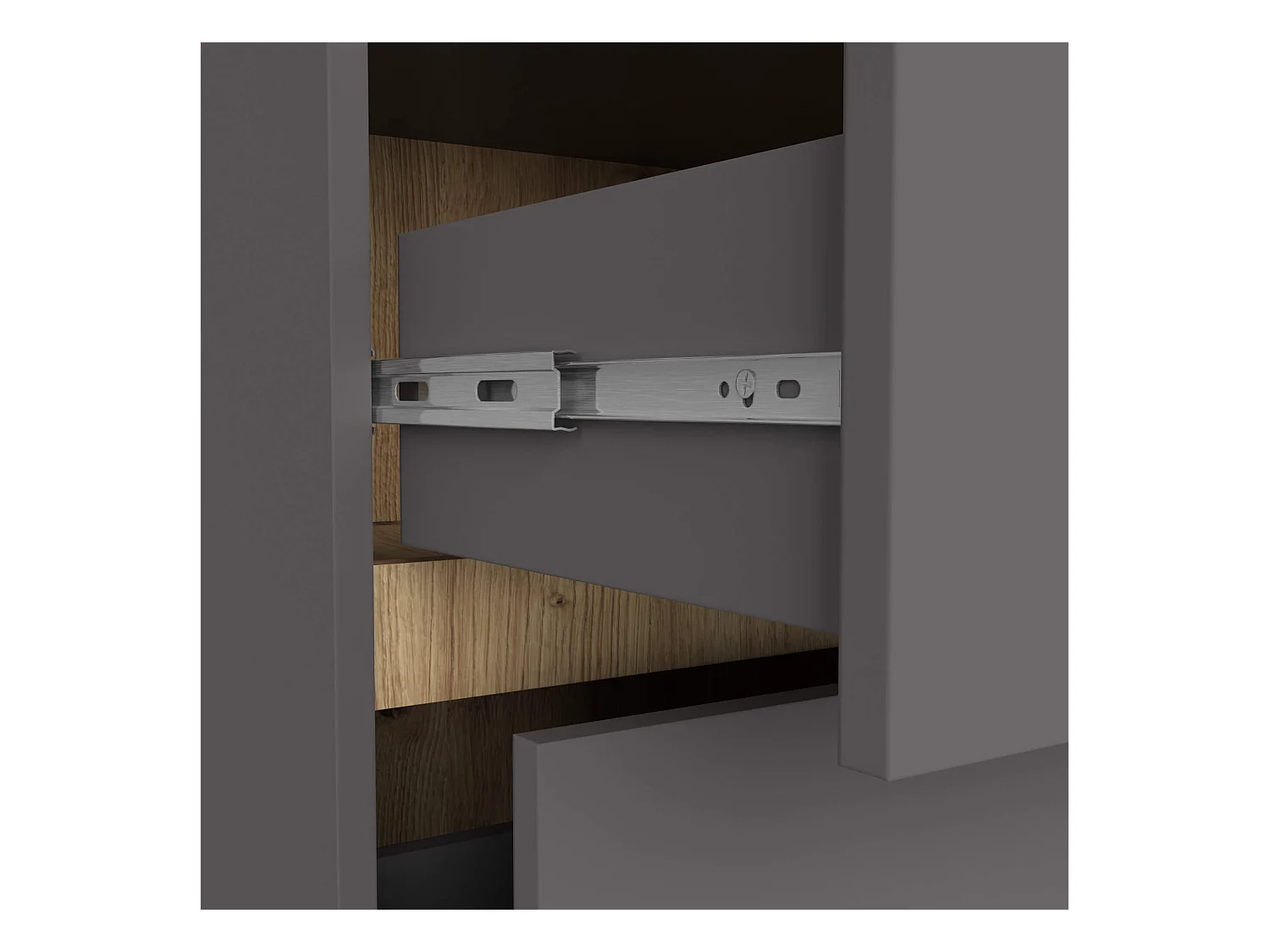 Hängender Waschbeckenunterschrank VAMI mit Waschbecken Graphitgrau 90 cm 2 Schubladen Artisan Eiche B90xH60xT45,5 cm