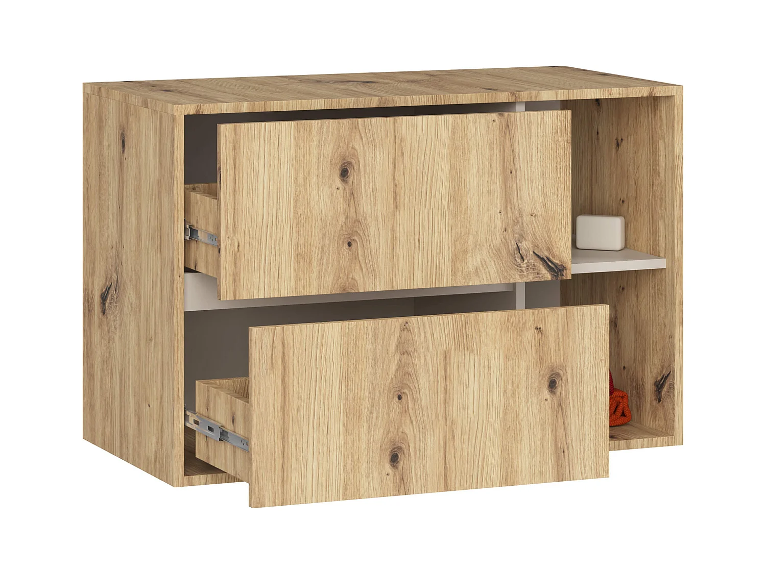 Hängender Waschbeckenunterschrank VAMI für Waschbecken Artisan Eiche, Kaschmir 90 cm 2 Schubladen B90xH60xT45,5 cm