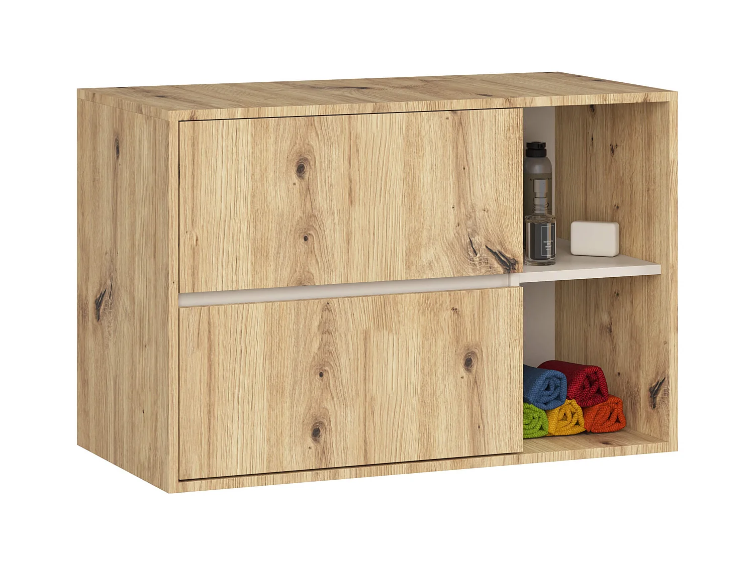 Mobile bagno sospeso senza lavabo VAMI Rovere Artisan, Cashmere 90 cm 2 cassetti 90x45,5x60 cm
