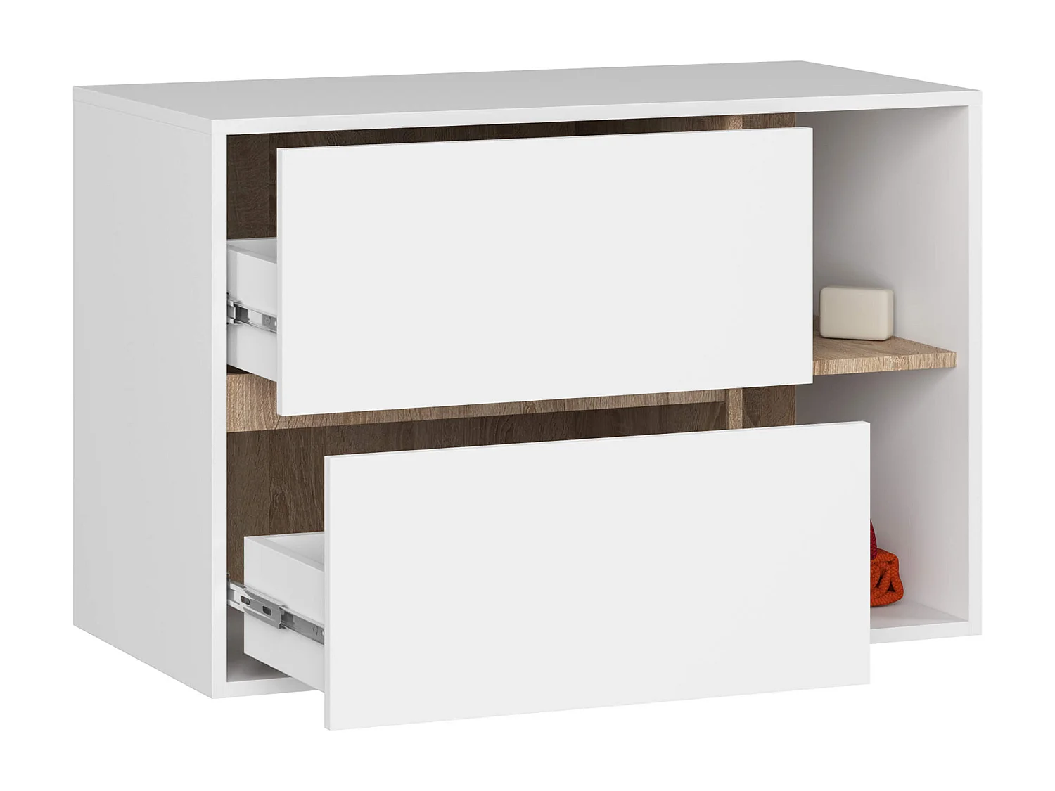 Hangende Wastafel Onderkast VAMI W90 / Wastafel Onderbouw Kast / Badkamer Kastje / Wit – Sonoma Eik / AKORD Furniture Factory / 90x60x45,5 cm