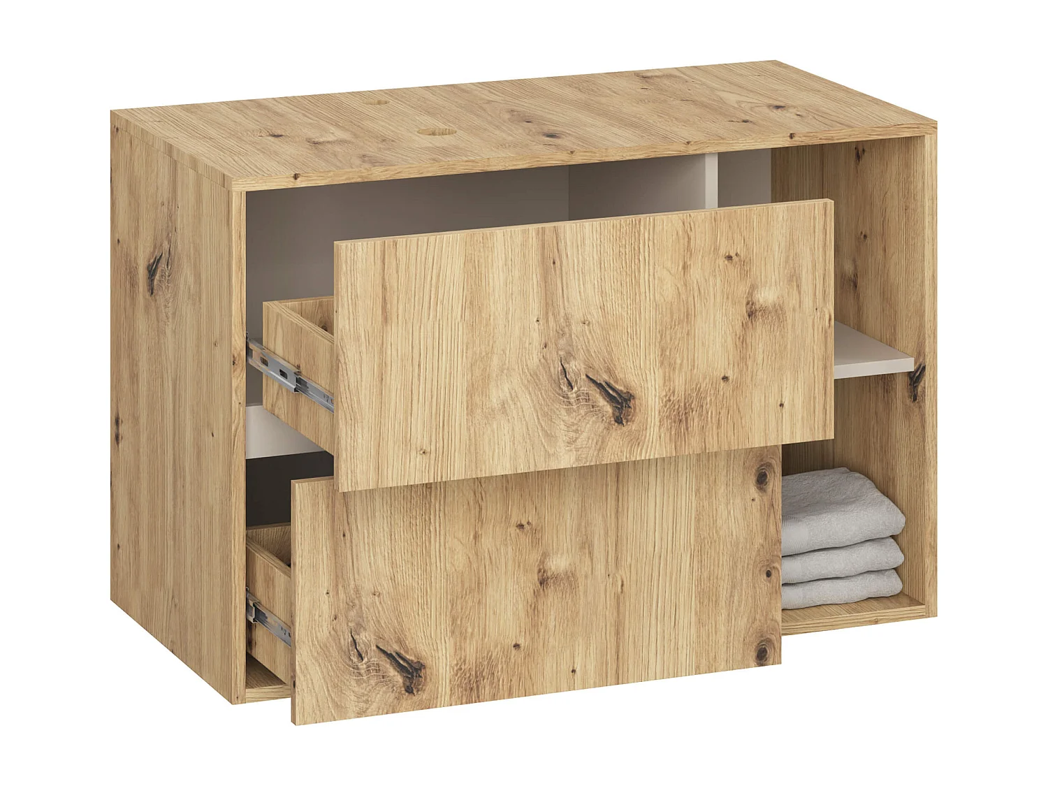 Mobile bagno sospeso con lavabo VAMI Rovere Artisan 90 cm 2 cassetti Colore interno Cashmere 2 ripiani 90x45,5x60 cm