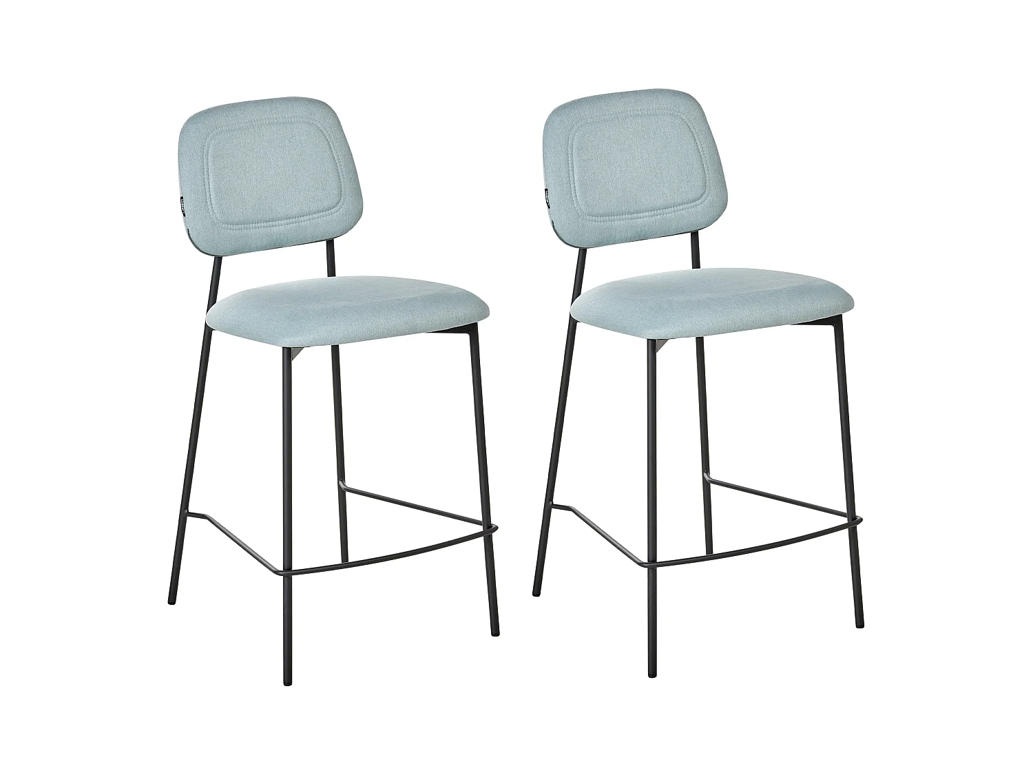 Lot de 2 chaises de bar DUETTE Tissu Bleu clair