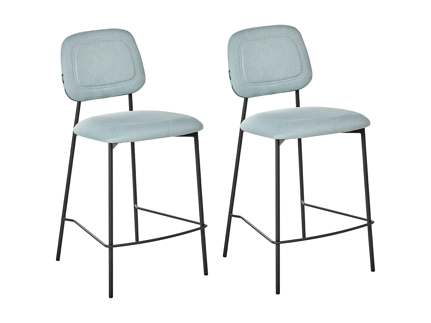Lot de 2 chaises de bar DUETTE Tissu Bleu clair