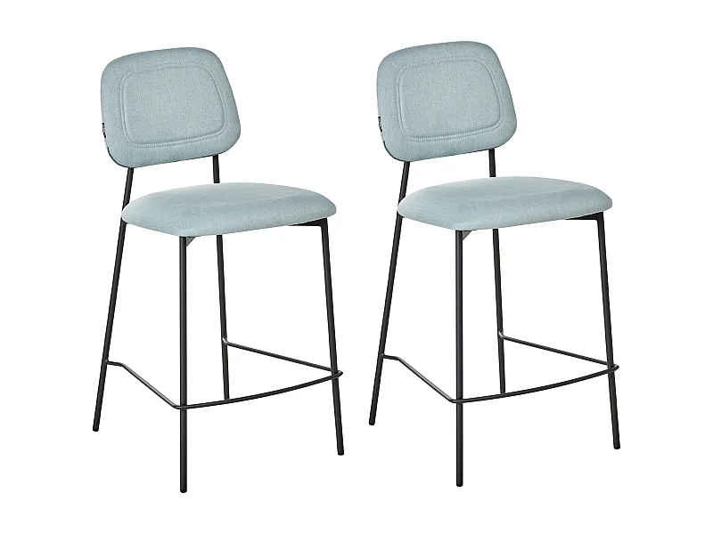 Lot de 2 chaises de bar DUETTE Tissu Bleu clair