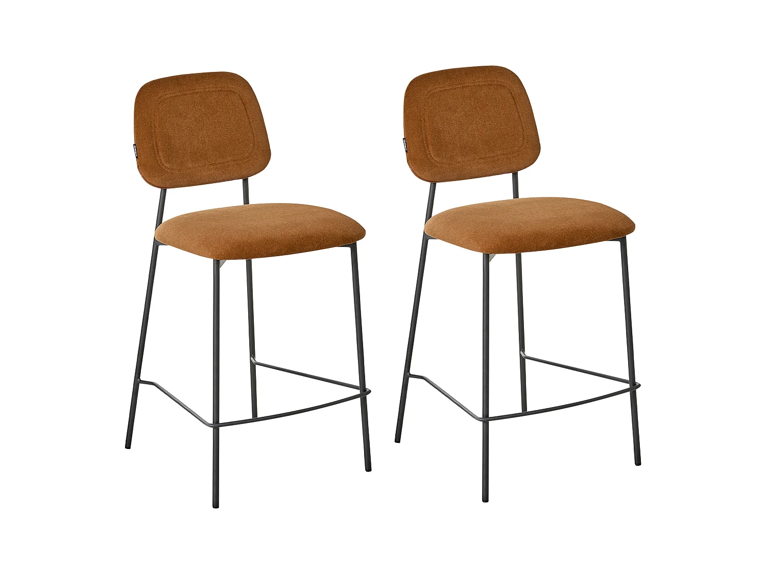 Lot de 2 chaises de bar DUETTE Velours Marron doré