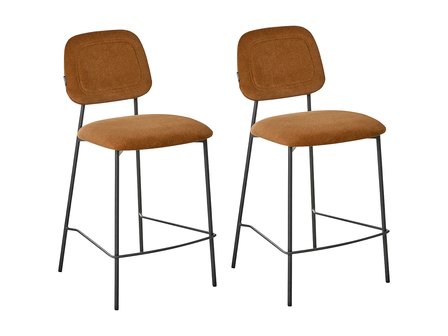 Lot de 2 chaises de bar DUETTE Velours Marron doré