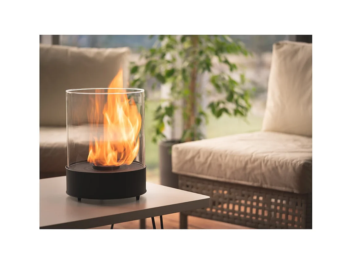 Planika - Chantico Glassfire Stołowy kominek na bioetanol Przenośny kominek na bioetanol z technologią Commerce, szkło cylindryczne