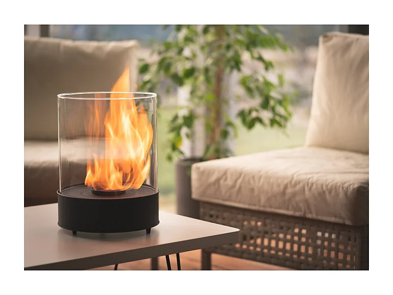 Planika - Chantico Glassfire Stołowy kominek na bioetanol Przenośny kominek na bioetanol z technologią Commerce, szkło cylindryczne