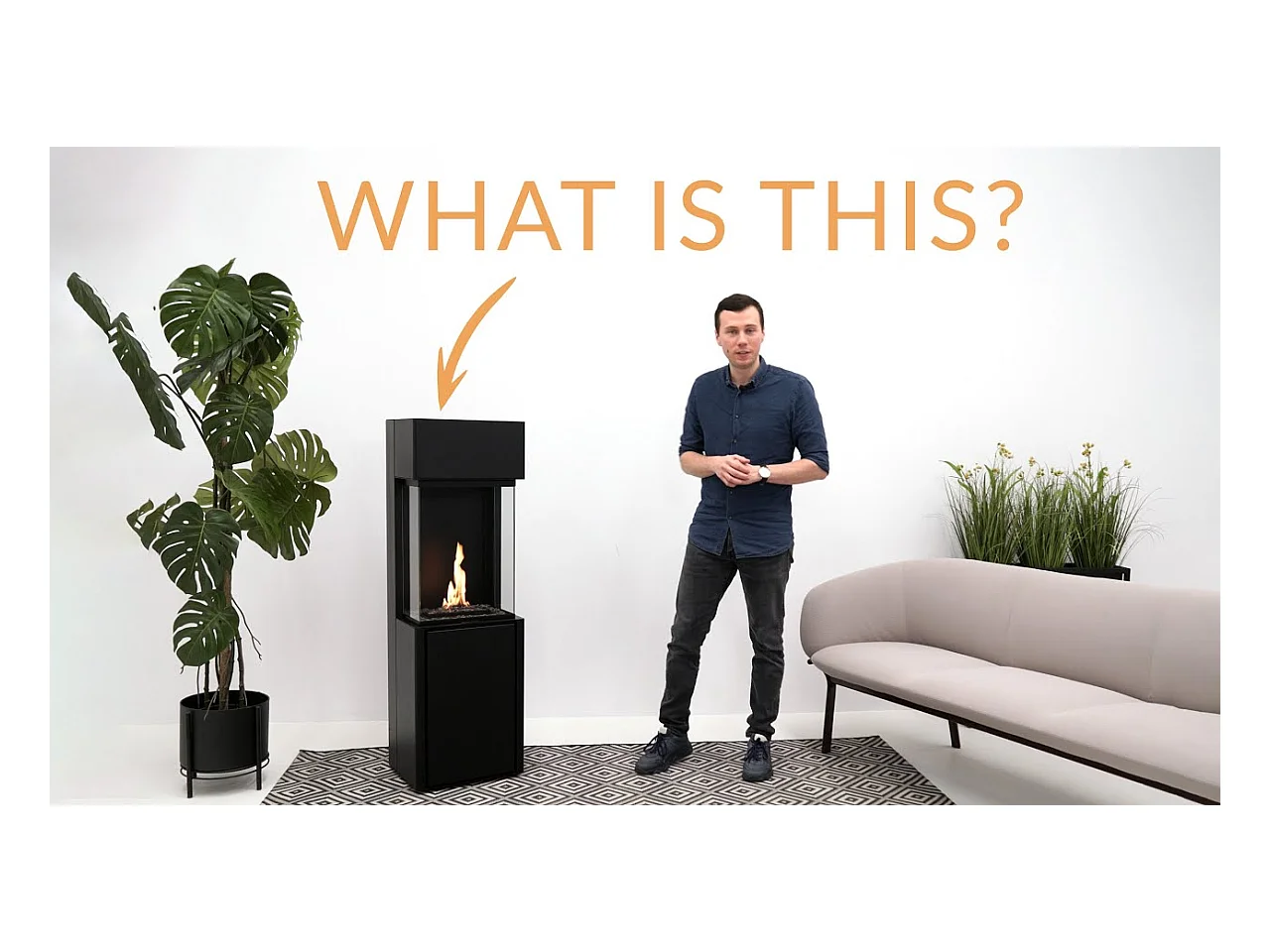 Planika - Cheminée bioéthanol Arcticon BEV sans conduit, télécommande, flammes réelles, design panoramique - Noir