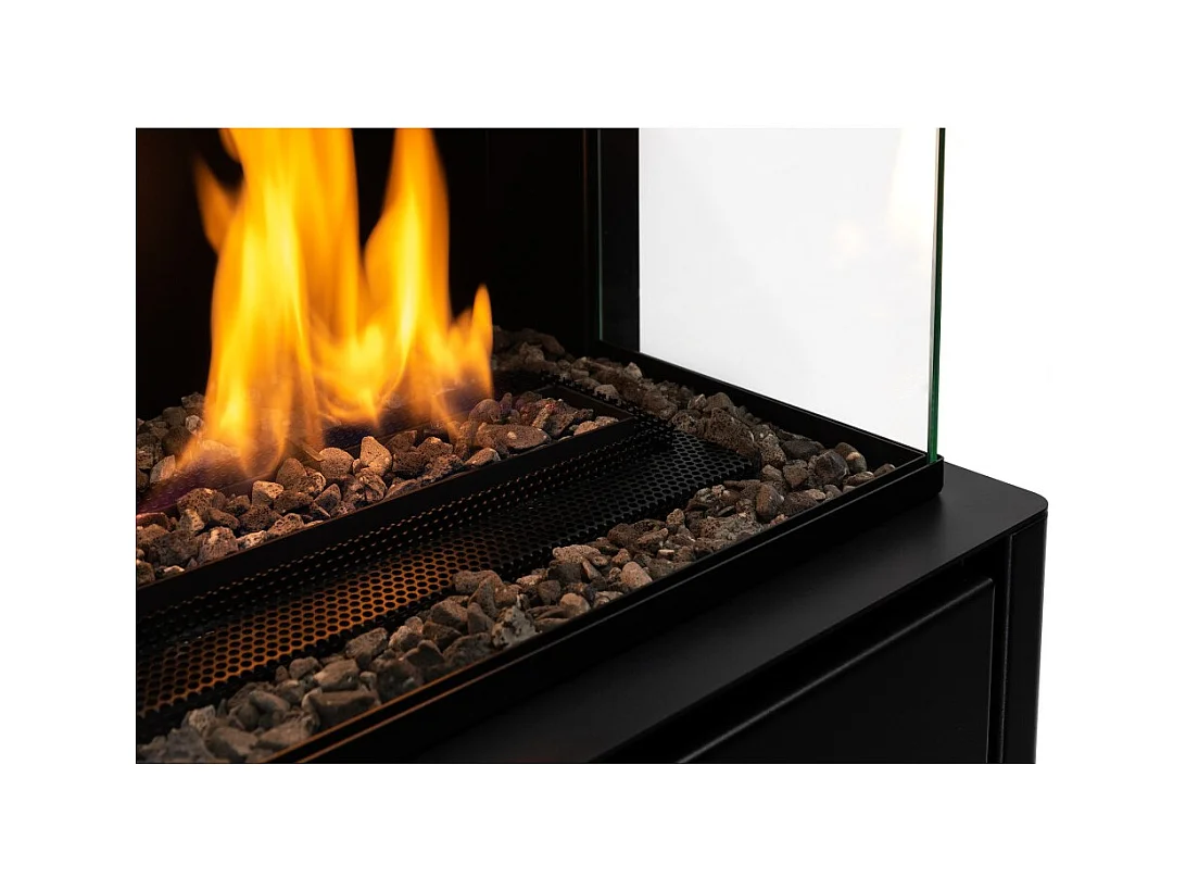 Planika - Cheminée bioéthanol Arcticon BEV sans conduit, télécommande, flammes réelles, design panoramique - Noir