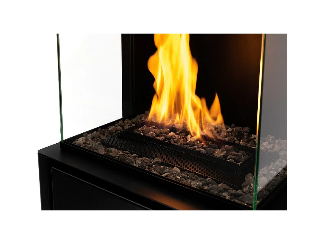 Planika - Cheminée bioéthanol Arcticon BEV sans conduit, télécommande, flammes réelles, design panoramique - Noir