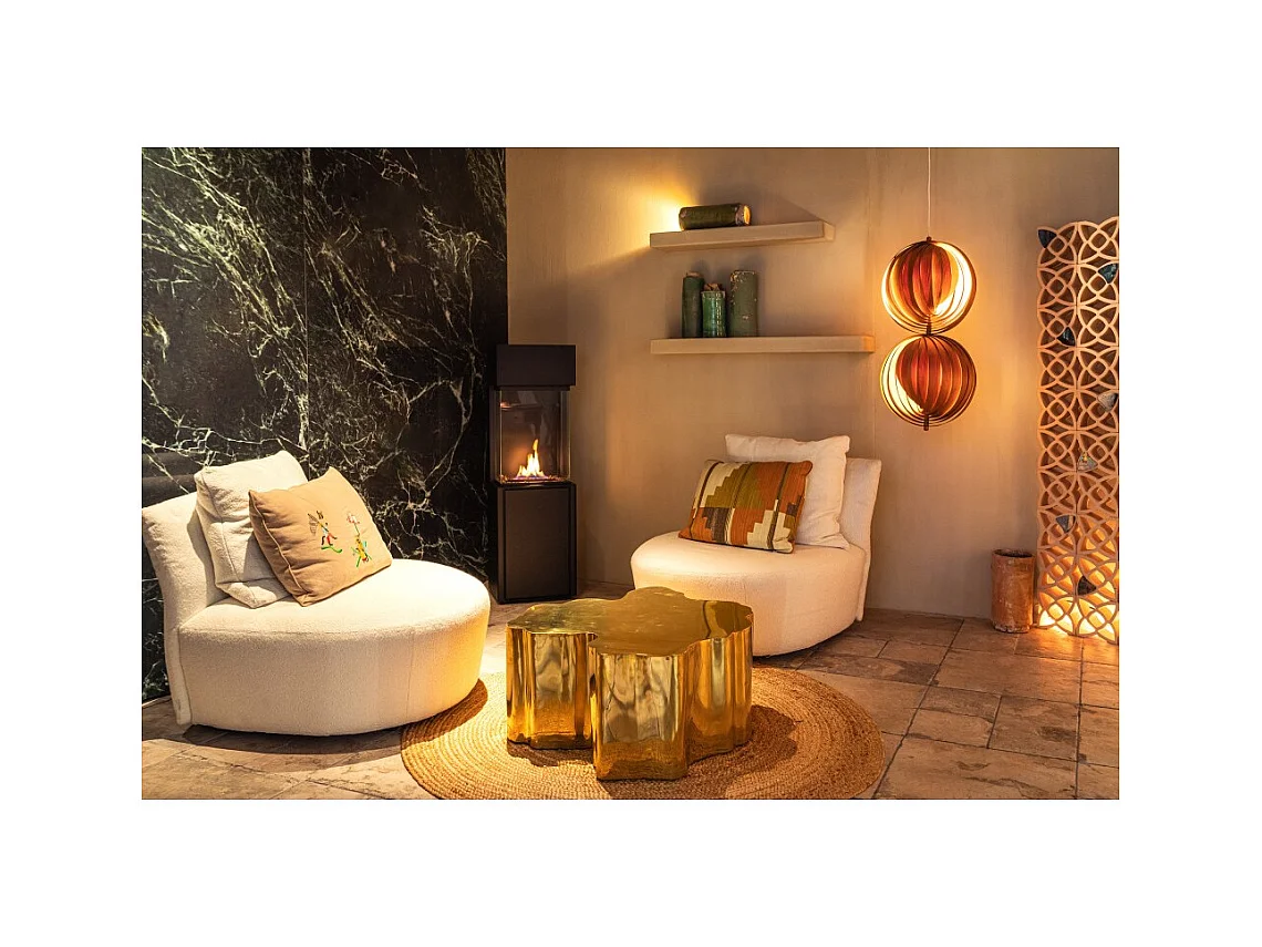 Planika - Cheminée bioéthanol Arcticon BEV sans conduit, télécommande, flammes réelles, design panoramique - Noir