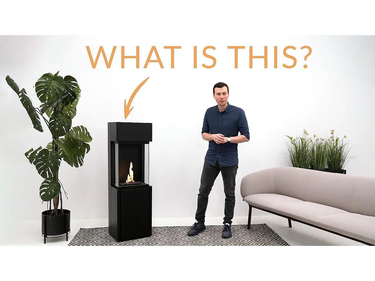 Planika - Cheminée bioéthanol Arcticon BEV sans conduit, télécommande, flammes réelles, design panoramique - Noir