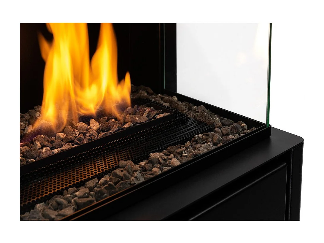 Planika - Cheminée bioéthanol Arcticon BEV sans conduit, télécommande, flammes réelles, design panoramique - Noir