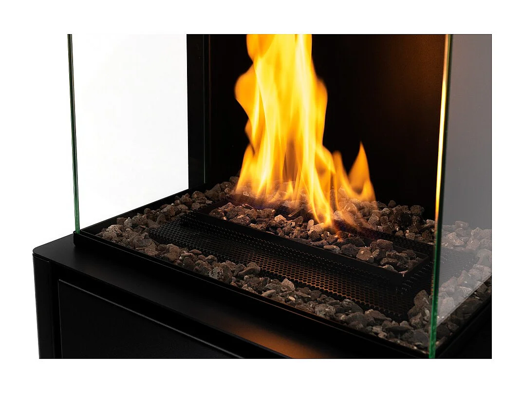 Planika - Cheminée bioéthanol Arcticon BEV sans conduit, télécommande, flammes réelles, design panoramique - Noir