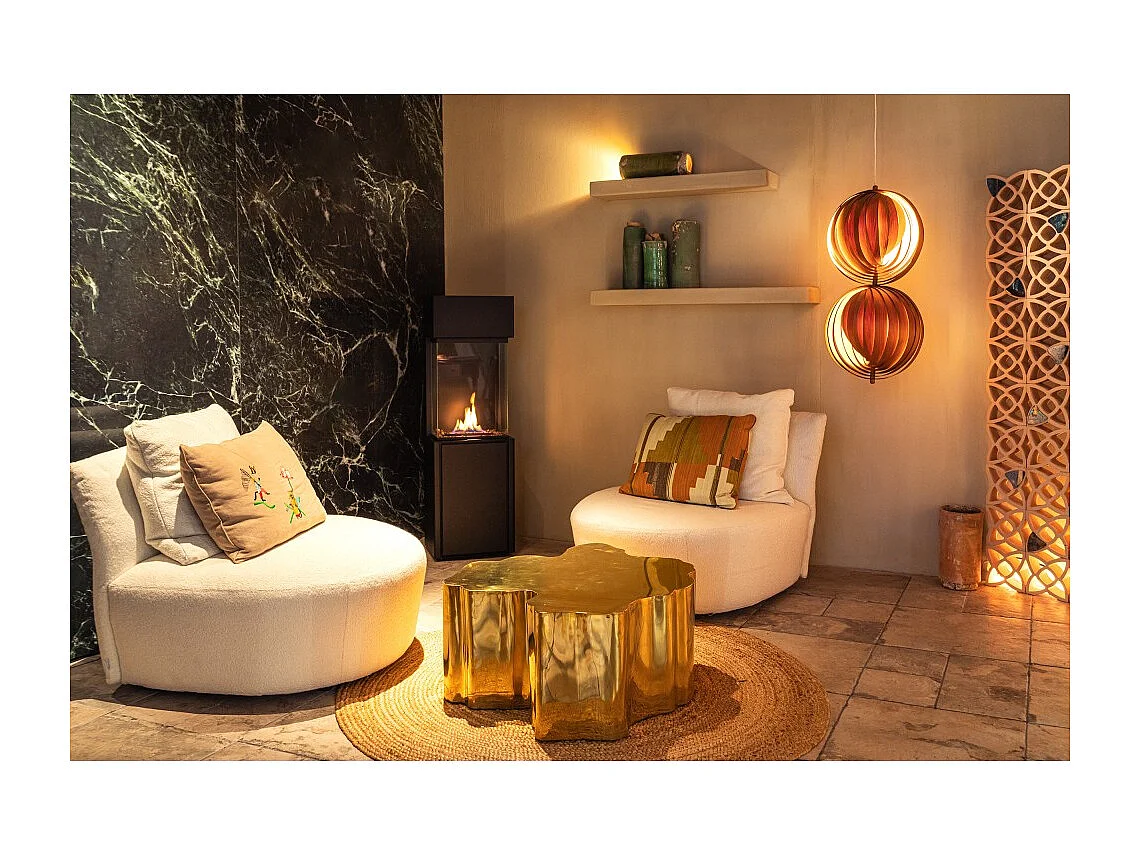 Planika - Cheminée bioéthanol Arcticon BEV sans conduit, télécommande, flammes réelles, design panoramique - Noir