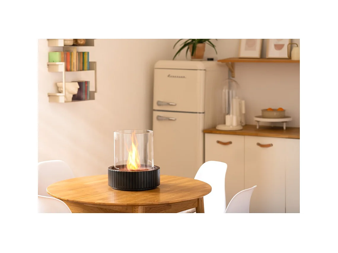 Planika - Cheminée bioéthanol portable de table Lotus avec technologie Commerce, verre cylindrique