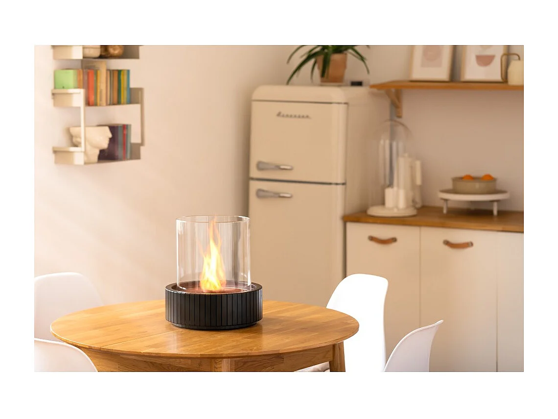 Planika - Biocamino da Tavolo Lotus Caminetto a Bioetanolo Portatile con Tecnologia Commerce, Cilindrico in Vetro