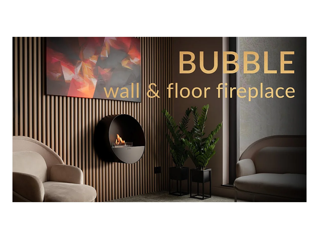 Planika - Cheminée bioéthanol murale et au sol sans conduit BEV, télécommande, acier, mur et sol