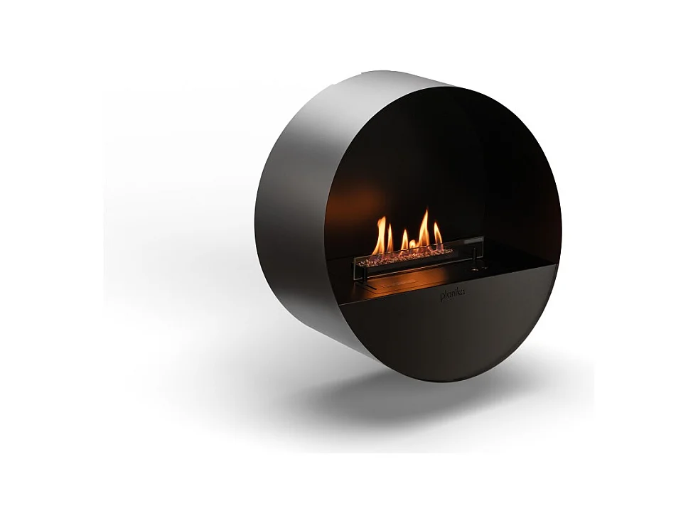 Planika - Cheminée bioéthanol murale et au sol sans conduit BEV, télécommande, acier, mur et sol