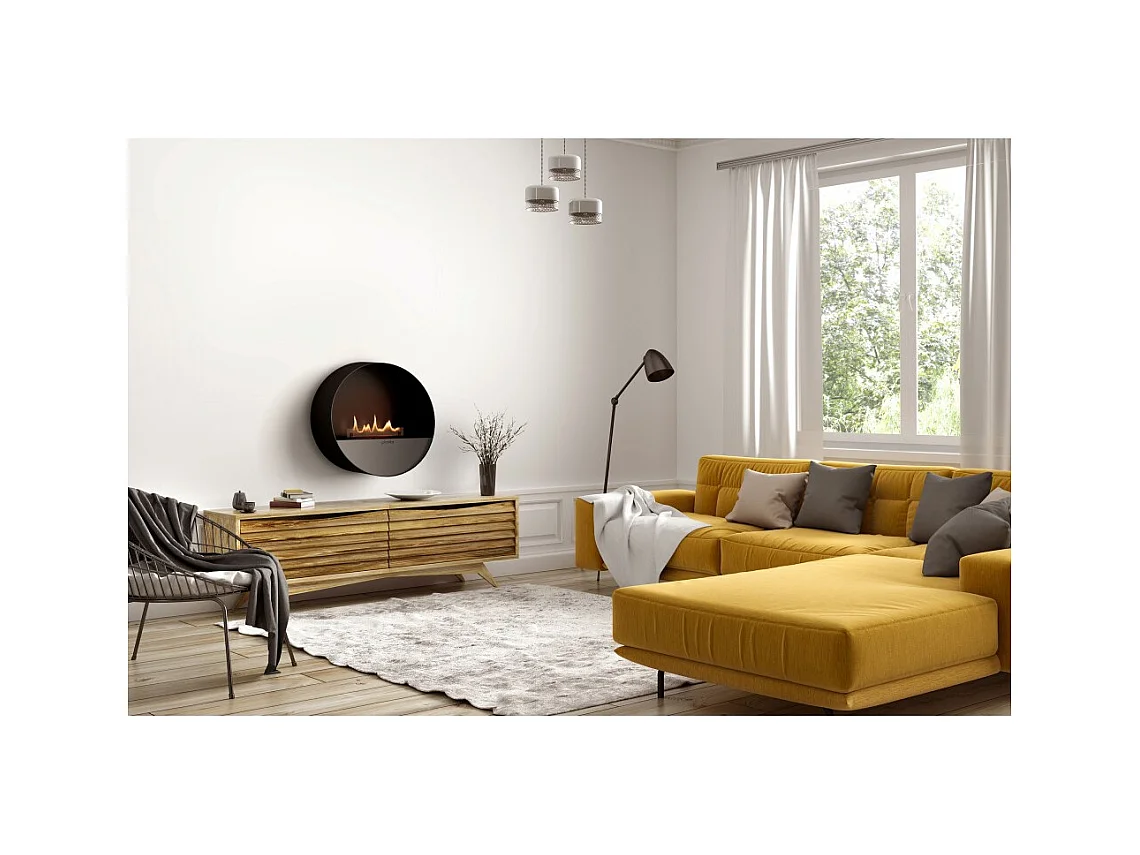 Planika - Cheminée bioéthanol murale et au sol sans conduit BEV, télécommande, acier, mur et sol