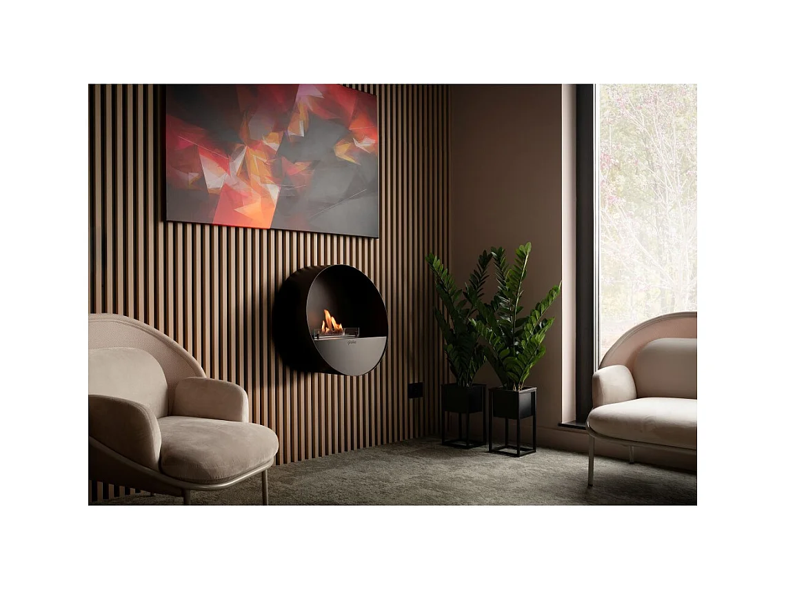 Planika - Cheminée bioéthanol murale et au sol sans conduit BEV, télécommande, acier, mur et sol