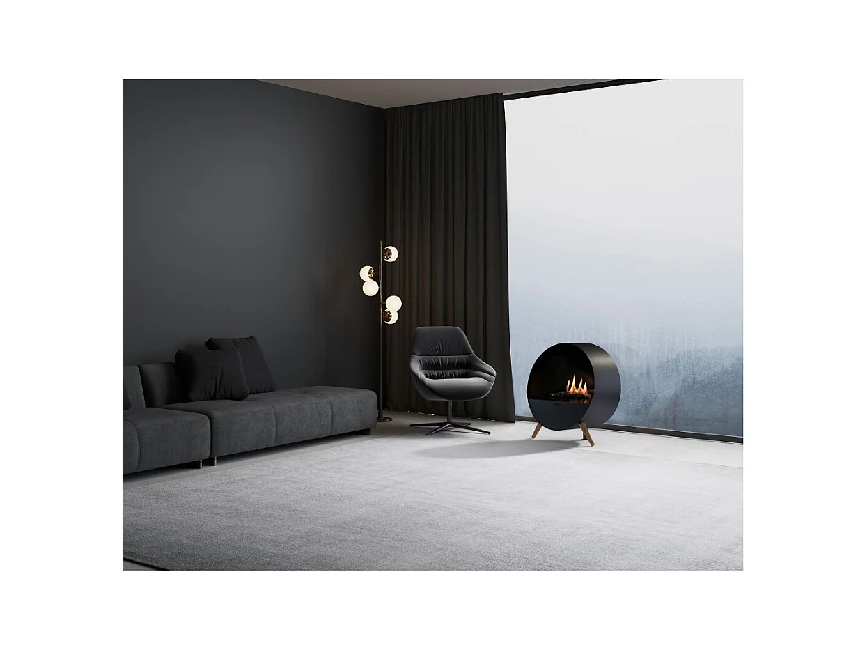 Planika - Cheminée bioéthanol murale et au sol sans conduit BEV, télécommande, acier, mur et sol