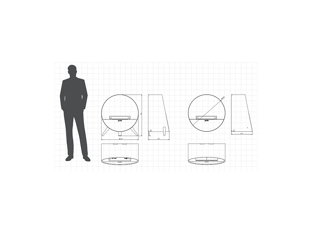 Planika - Cheminée bioéthanol murale et au sol sans conduit BEV, télécommande, acier, mur et sol