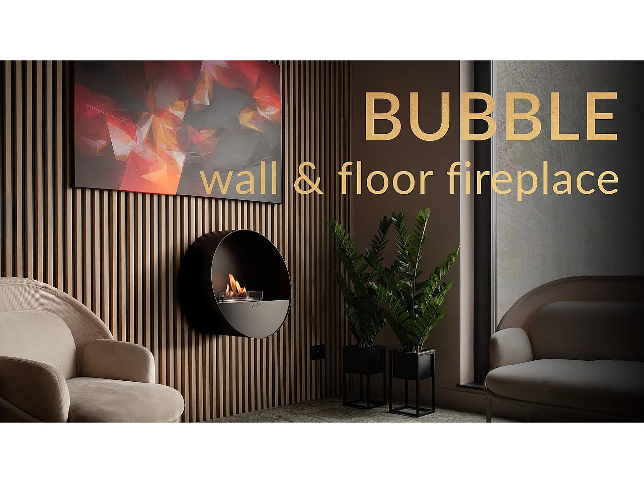Planika - Camino a Bioetanolo Bubble Wall and Floor BEV Senza Canna Fumaria, Controllo Remoto, Acciaio, Parete e pavimento