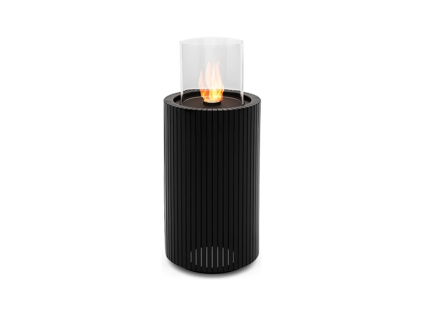 Planika - Mandala Biofireplace draagbare bio-ethanolhaard met Commerce-technologie, zwart cilindrisch glas