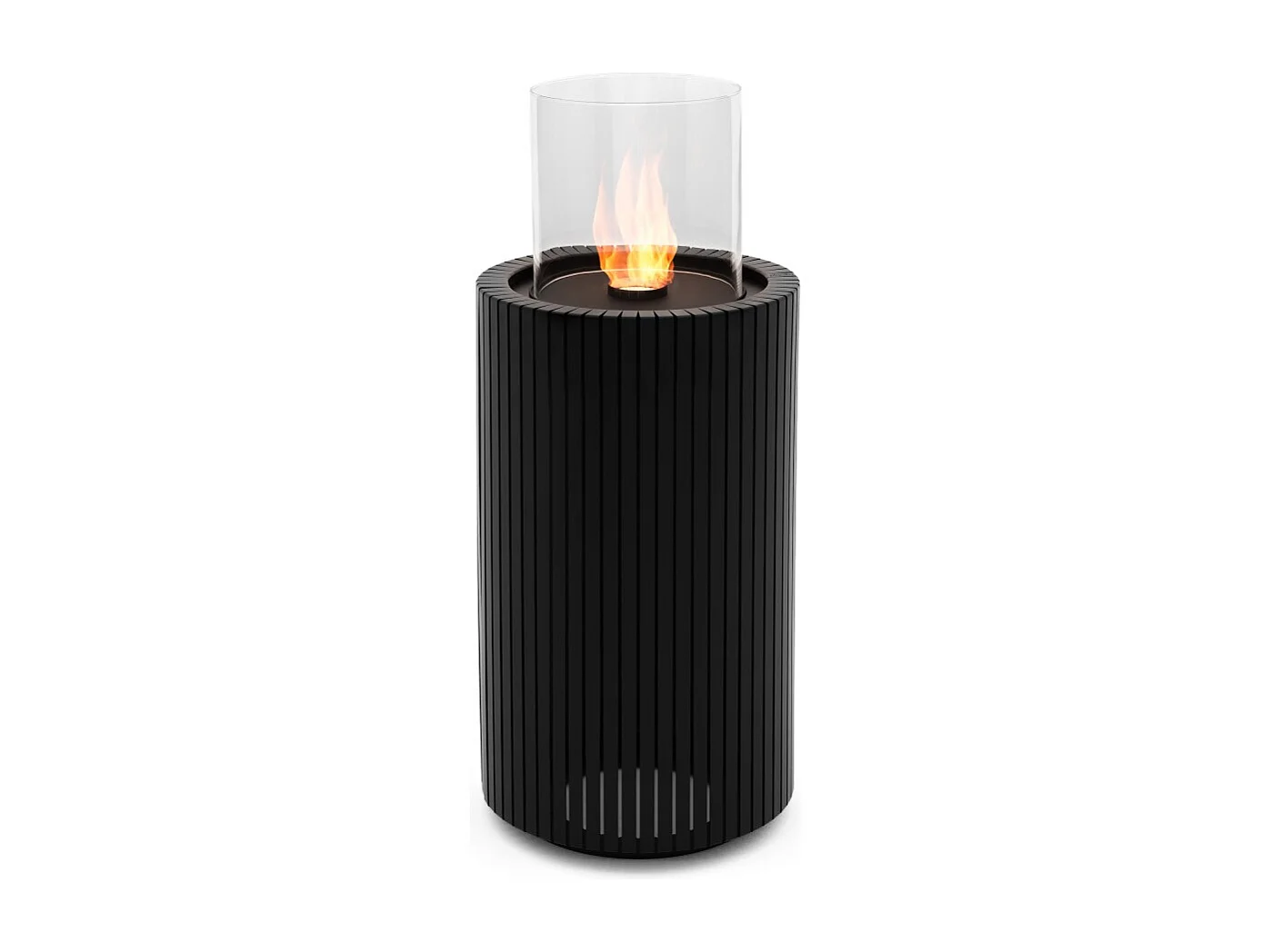 Planika - Cheminée bioéthanol portable Mandala Biofireplace avec technologie Commerce, verre cylindrique noir