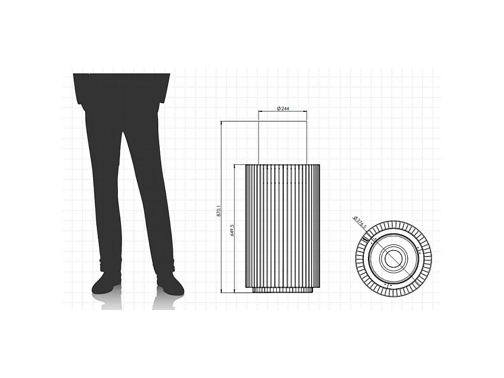 Planika - Mandala Biofireplace przenośny kominek bioetanolowy z technologią Commerce, czarne szkło cylindryczne