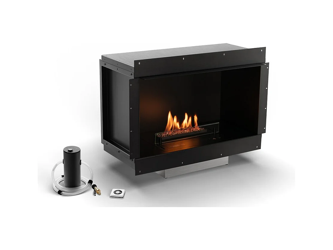 Planika - Senso Fireplace BEV Cheminée bioéthanol sans conduit, télécommande, acier, panneaux latéraux amovibles