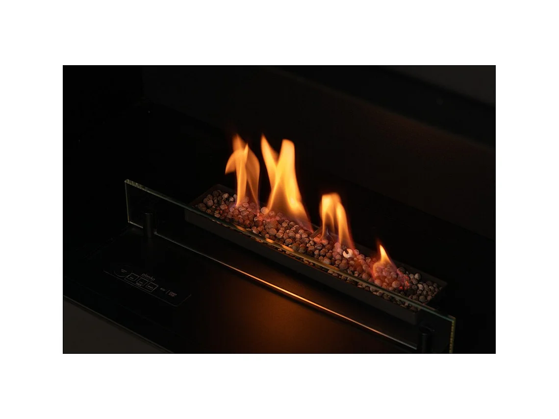 Planika - Senso Fireplace BEV Cheminée bioéthanol sans conduit, télécommande, acier, panneaux latéraux amovibles