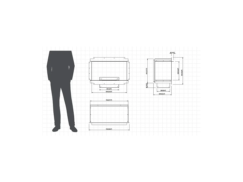 Planika - Senso Fireplace BEV Cheminée bioéthanol sans conduit, télécommande, acier, panneaux latéraux amovibles