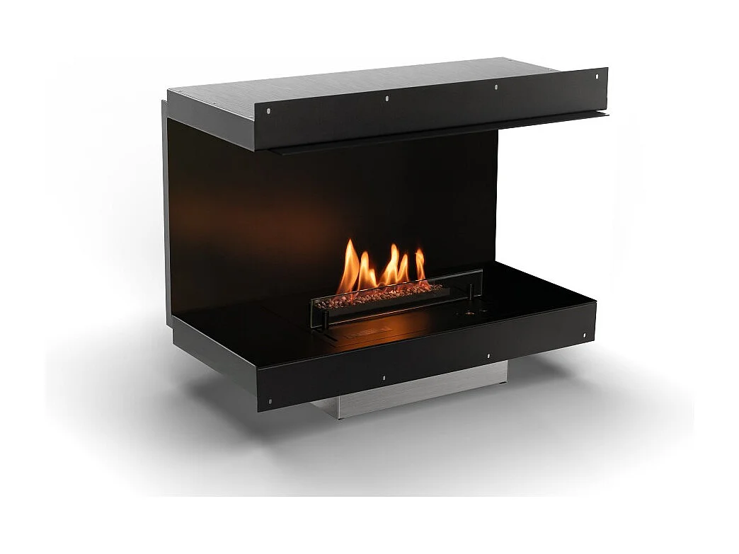 Planika - Camino a Bioetanolo Senso Fireplace BEV Senza Canna Fumaria, Controllo Remoto, Acciaio, Pannelli laterali smontabili