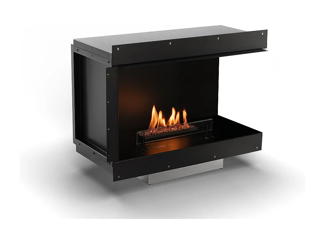 Planika - Camino a Bioetanolo Senso Fireplace BEV Senza Canna Fumaria, Controllo Remoto, Acciaio, Pannelli laterali smontabili