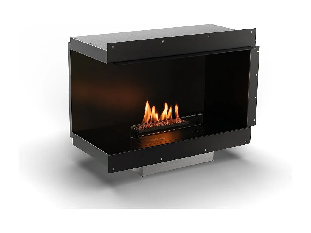Planika - Camino a Bioetanolo Senso Fireplace BEV Senza Canna Fumaria, Controllo Remoto, Acciaio, Pannelli laterali smontabili