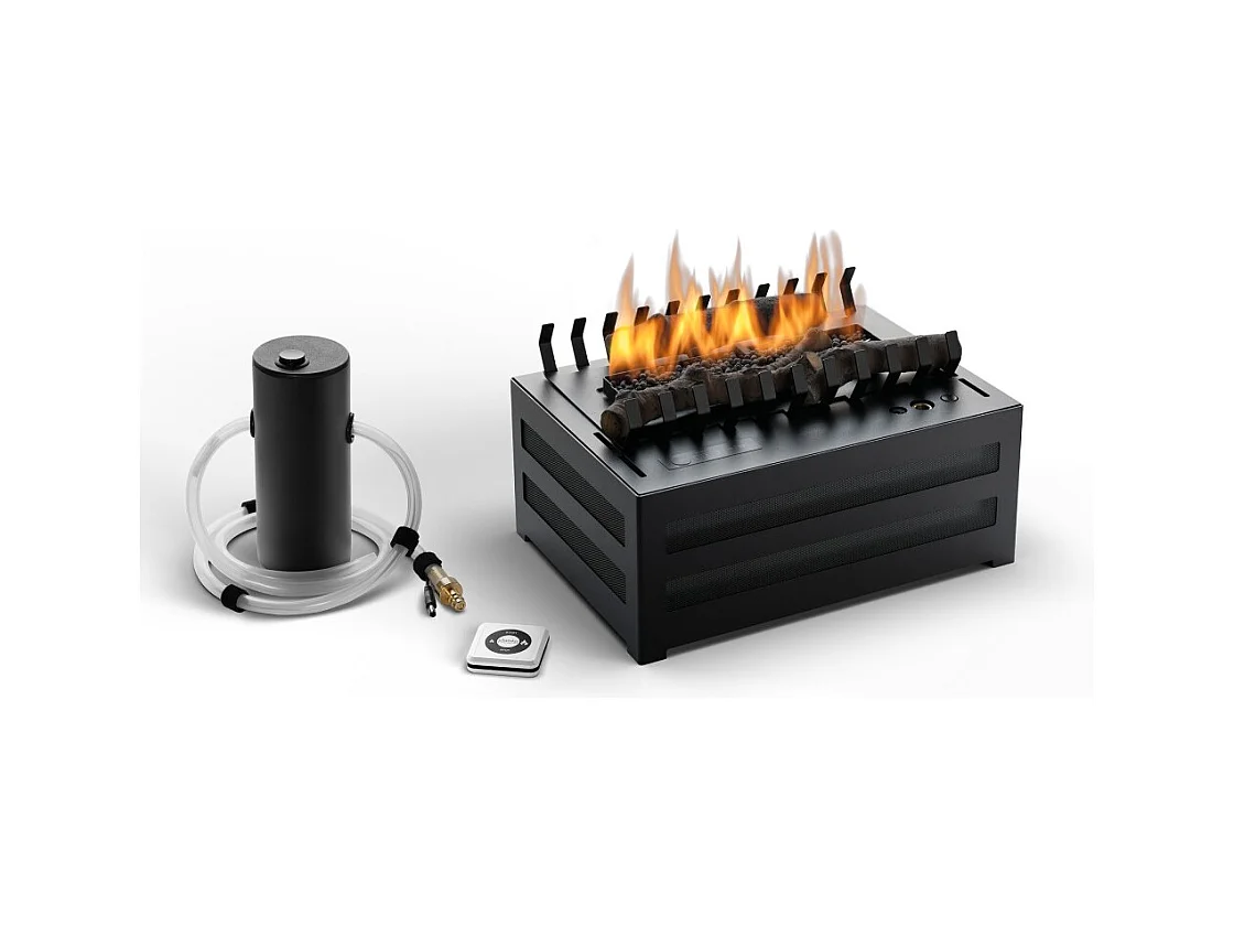 Planika - Brûleur bioéthanol sans conduit Senso Basket BEV, télécommande, flamme réelle, acier