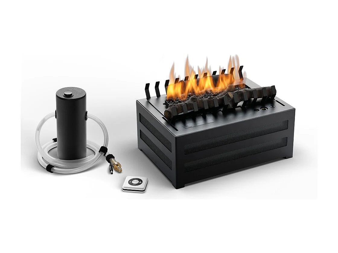 Planika - Bruciatore a Bioetanolo Senso Basket BEV Senza Canna Fumaria, Controllo Remoto, Fiamma Reale, Acciaio