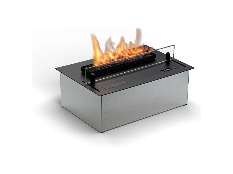 Planika - Brûleur bioéthanol sans conduit Senso Burner BEV, télécommande, flamme réelle, acier
