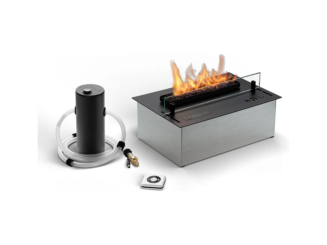 Planika - Brûleur bioéthanol sans conduit Senso Burner BEV, télécommande, flamme réelle, acier