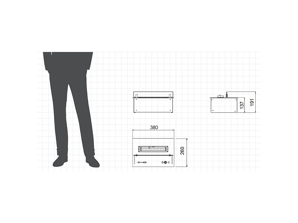Planika - Bruciatore a Bioetanolo Senso Burner BEV Senza Canna Fumaria, Controllo Remoto, Fiamma Reale, Acciaio