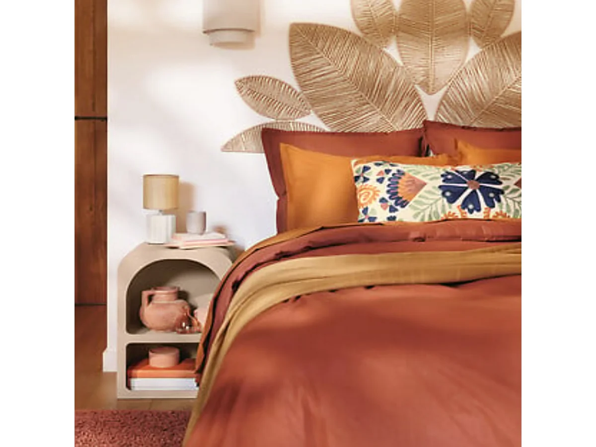 Table de nuit Chevet avec 2 niches coloris beige - Longueur 40 x Profondeur 30 x Hauteur 55 cm