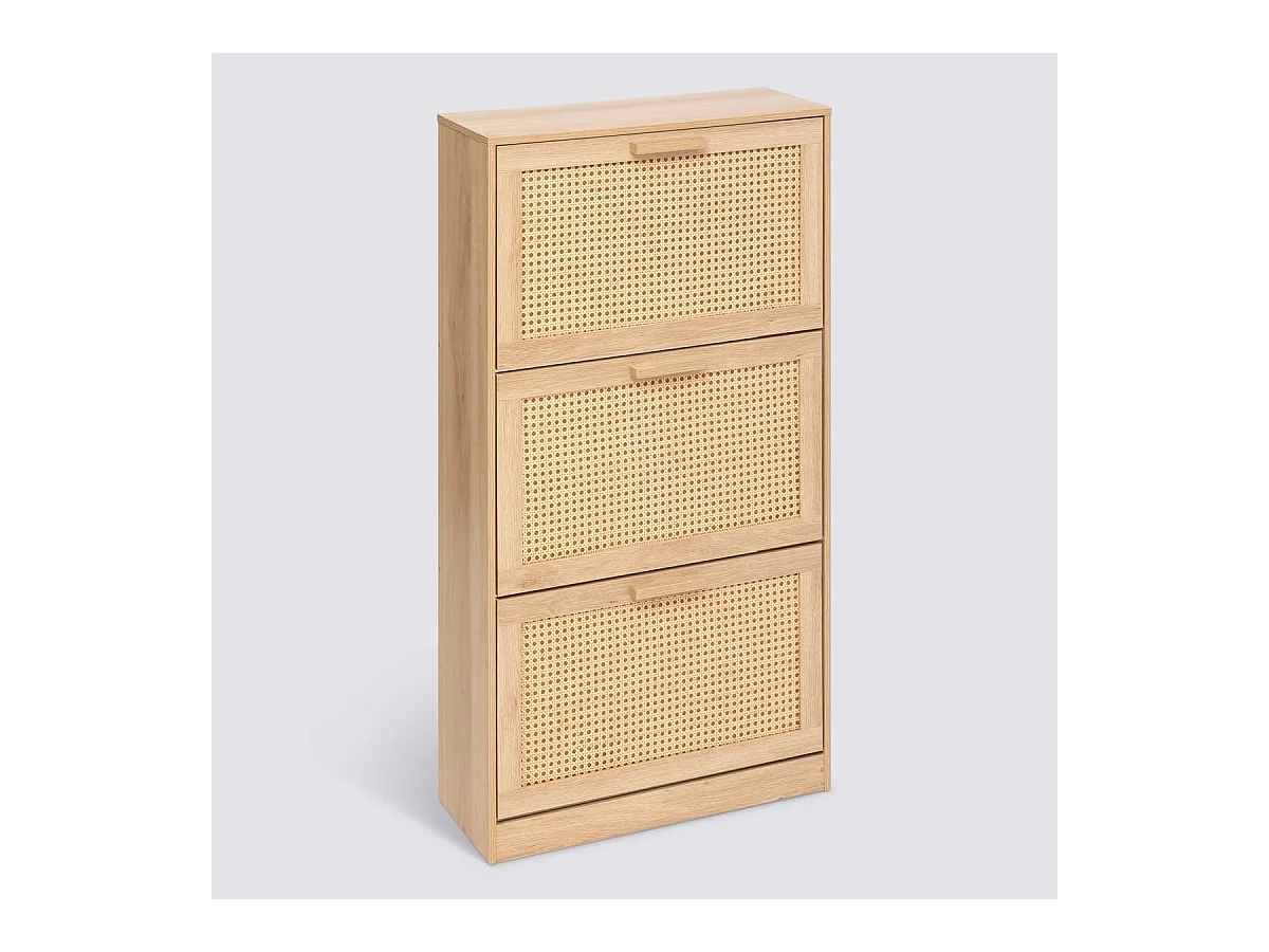 Meuble colonne à chaussures 3 tiroirs 18 paires - Longueur 60 x Profondeur 24 x Hauteur 113 cm